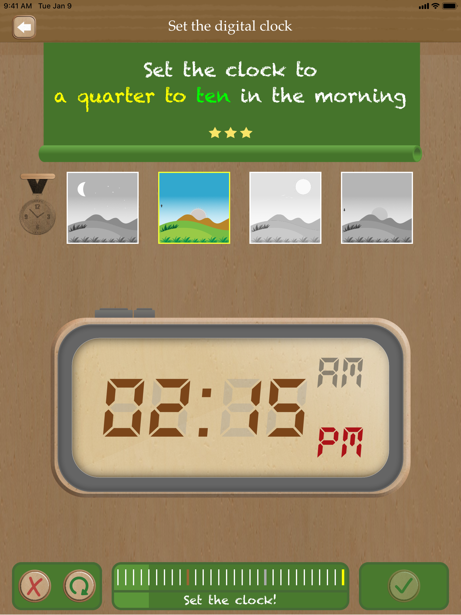 Thumbnail: Set the clock - telling time on iPad App - game type 'Set the clock - digital'